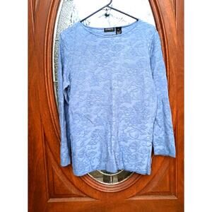 Liz Claiborne Blue Long Sleeve Round Neckline Pullover Top Size XL